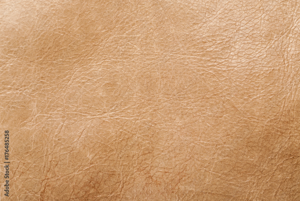 Brown used leather abstract texture, macro shot - obrazy, fototapety, plakaty 