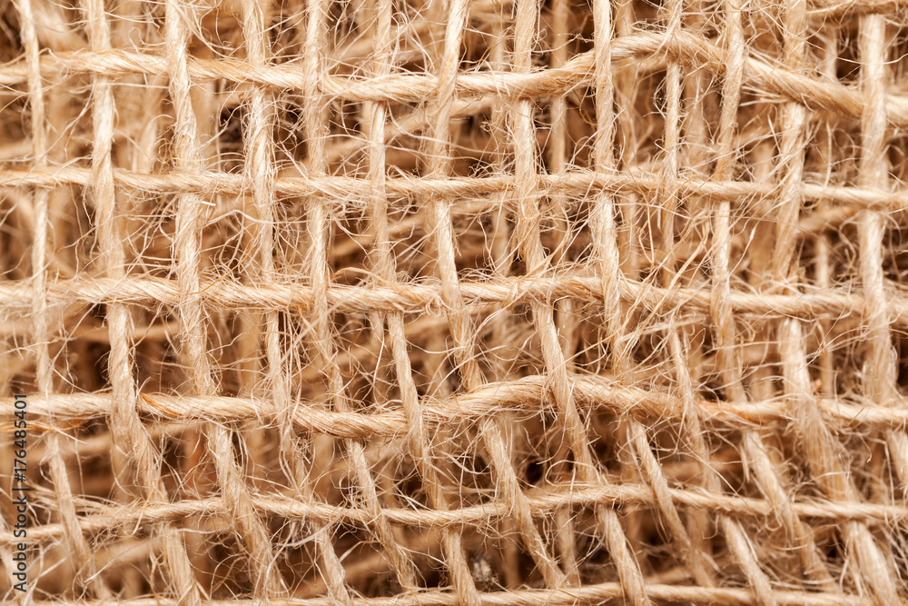 Burlap sack abstract texture with threads, macro shot Burlap sack abstract texture with threads, macro shot