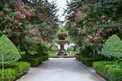 The lush green gardens of the Jardim Botanico da Universidade in Coimbra, Portugal