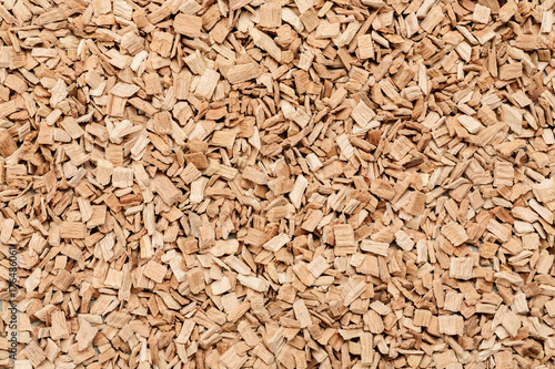 Heap of wood chips macro shot, abstract texture