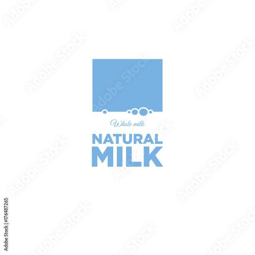 Flat milk logo. Dairy emblem