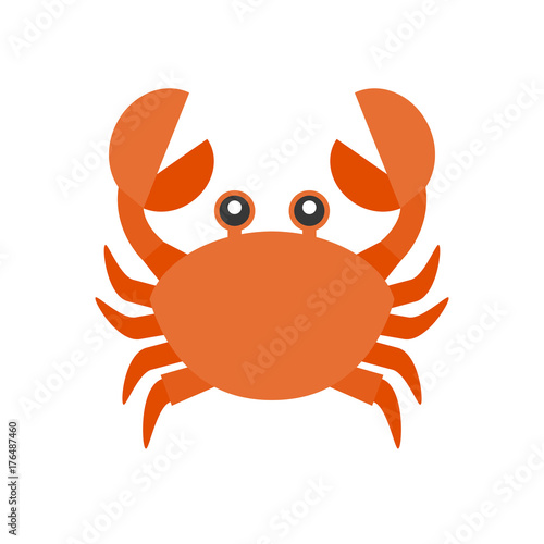 cute crab cartoon icon, flat design vector