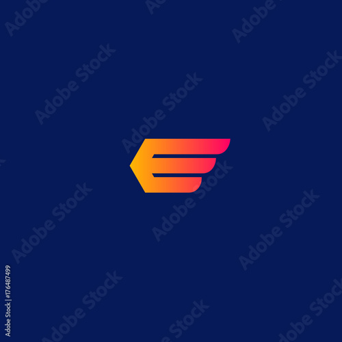 E monogram. Express delivery. Mercury wing.