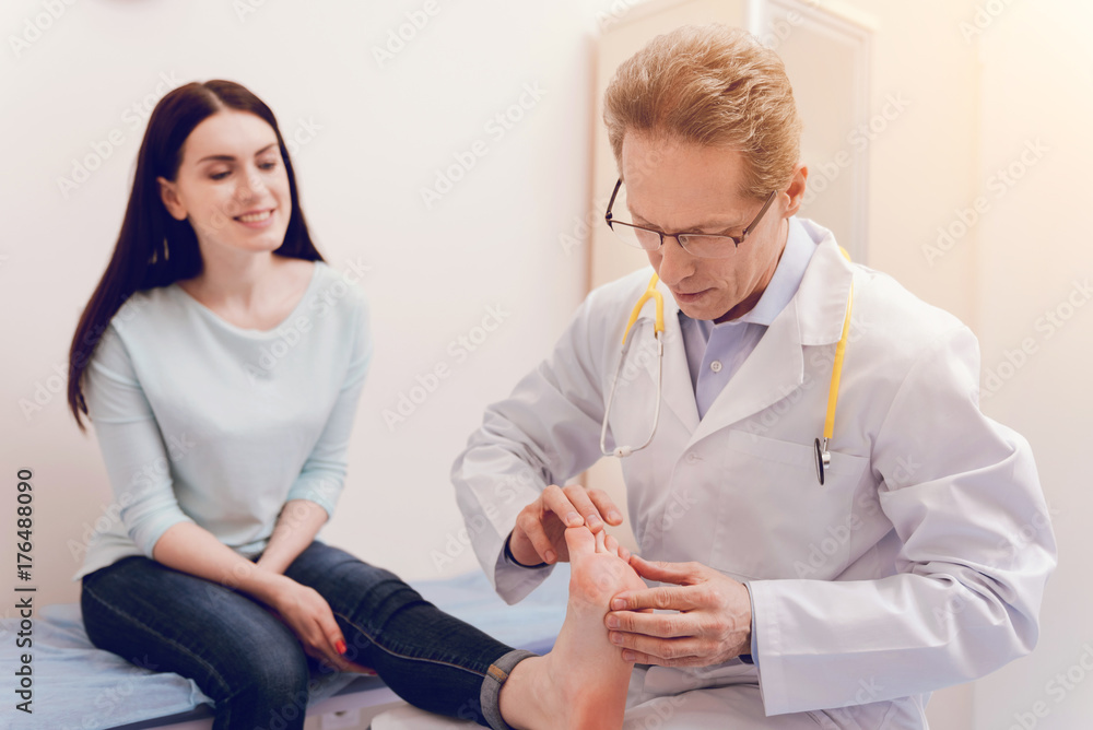 Pretty patient sitting in consulting room Pretty patient sitting in consulting room