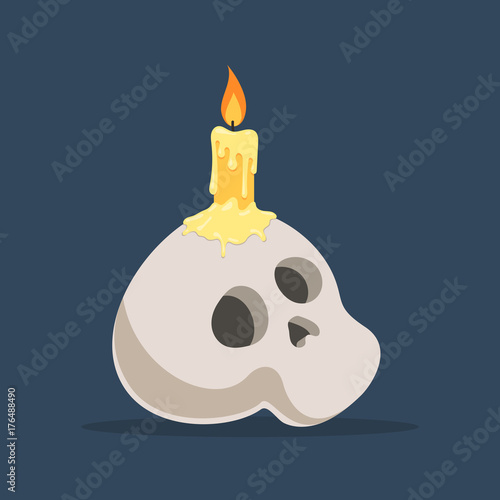 Skull with burning candle
