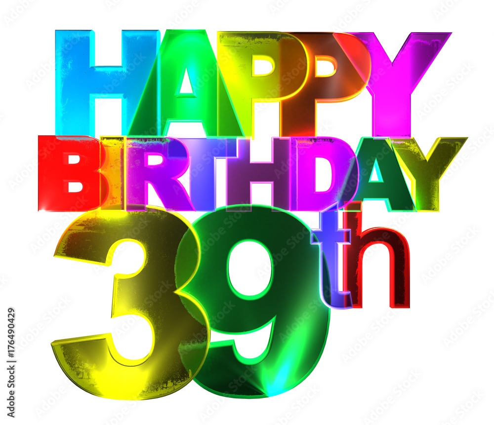 Happy Birthday - Bunte 3d Buchstaben - 39 - weiß Happy Birthday - Bunte 3d Buchstaben - 39 - weiß