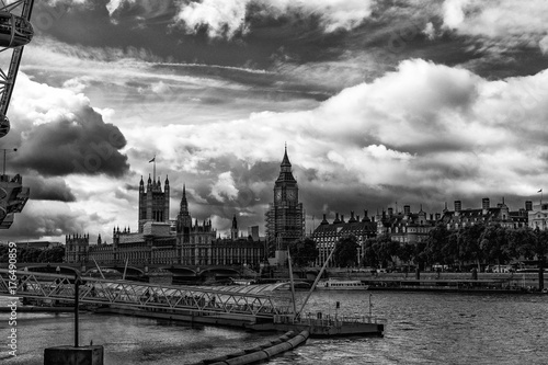 London skyline in black and white