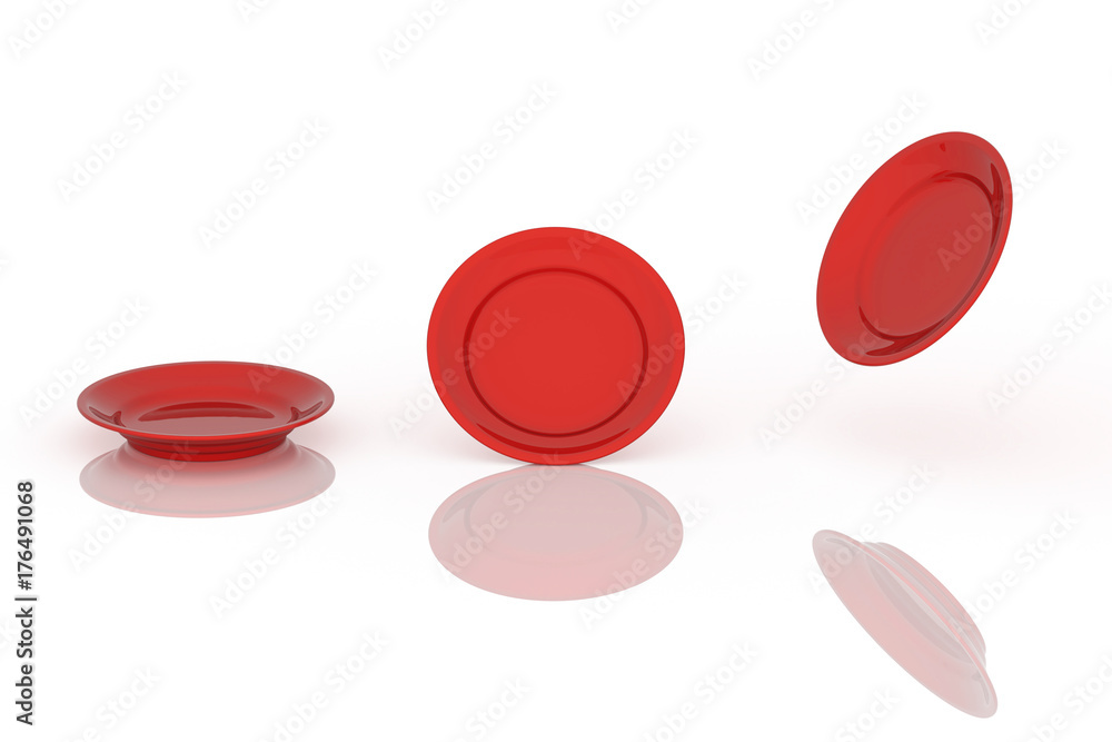 Set of flying and falling colorful china plates isolated on white. Different positions.
Set of flying and falling colorful china plates isolated on white. Different positions.