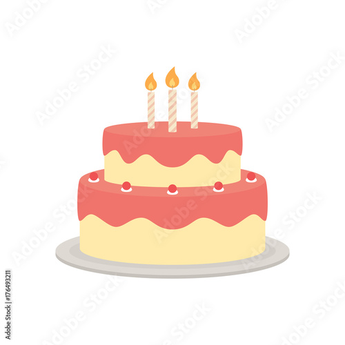 Print op canvas Birthday cake vector isolated illustration