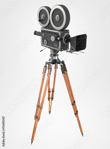 vintage retro movie camera tripod mount isolated on white high quality rendering