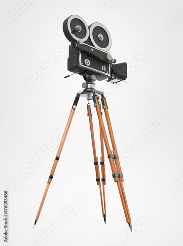 vintage retro movie camera tripod mount isolated on white high quality rendering