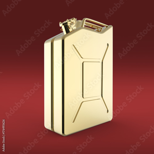 glossy golden jerry can fuel canisterrender isolated photo