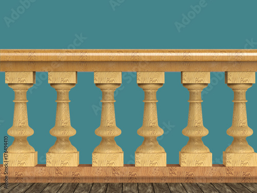 vintage balustrade decorative railing made of wood stone and metal isolated high quality render