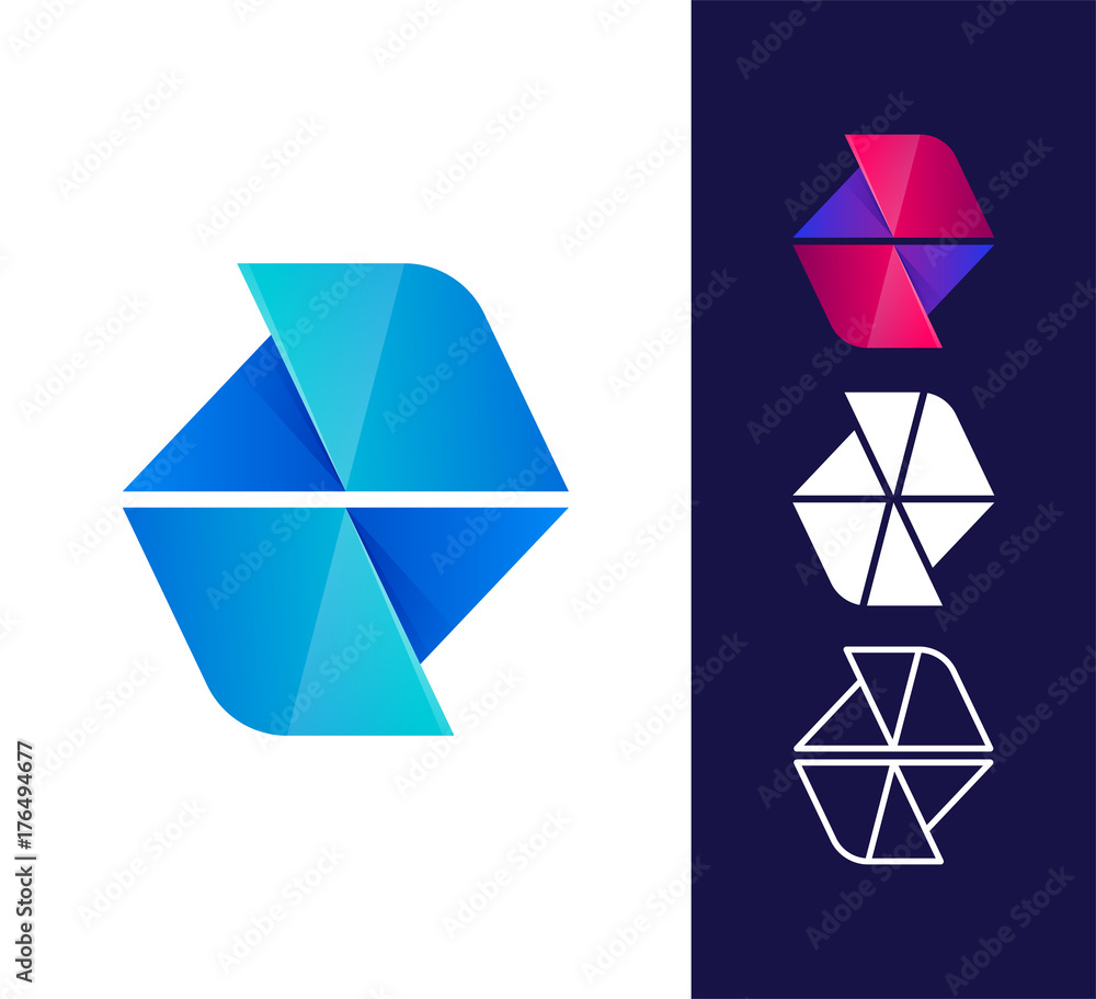 Vector abstract logo template. Material design, flat and line style. Origami paper icon Vector abstract logo template. Material design, flat and line style. Origami paper icon