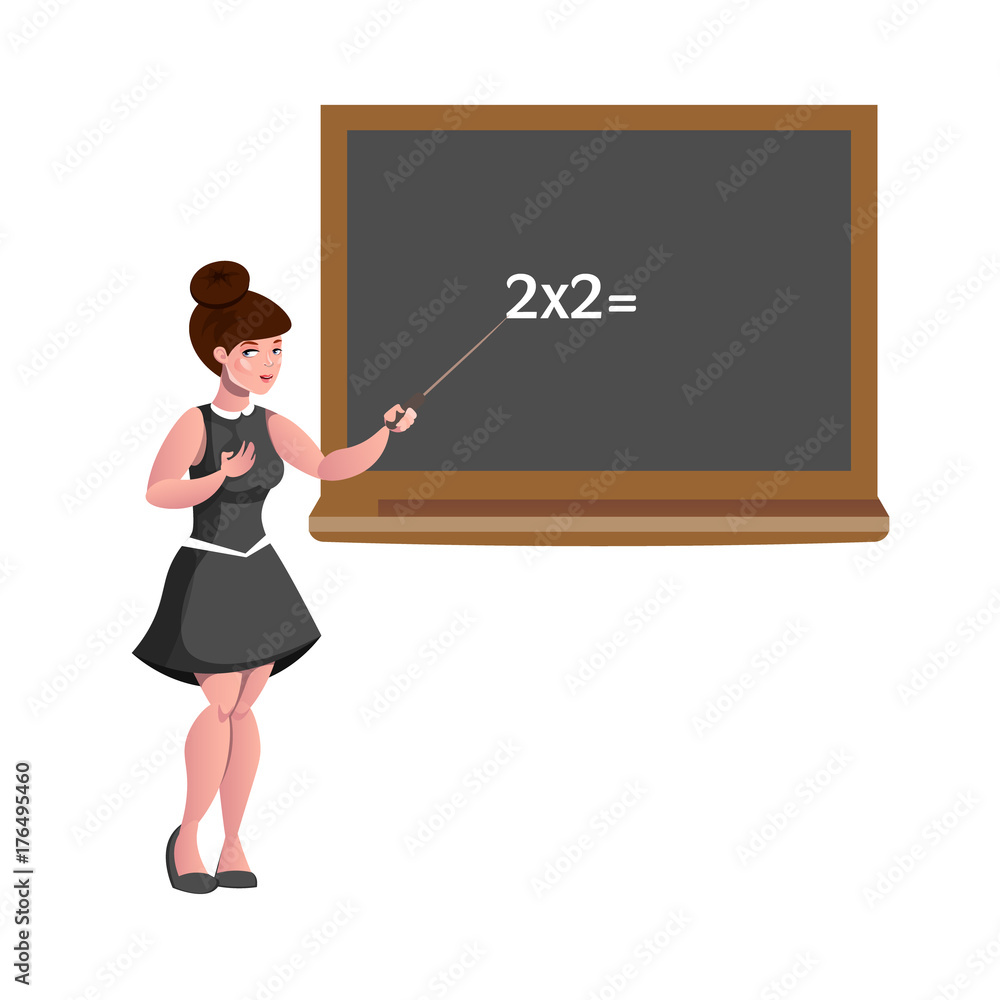 Female teacher with blackboard isolated Female teacher with blackboard isolated