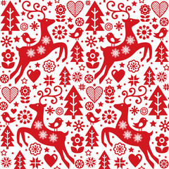 Keuken achterwand Kerstmis motieven patronen Scandinavisch kerstpatroon met rendieren  © redkoala