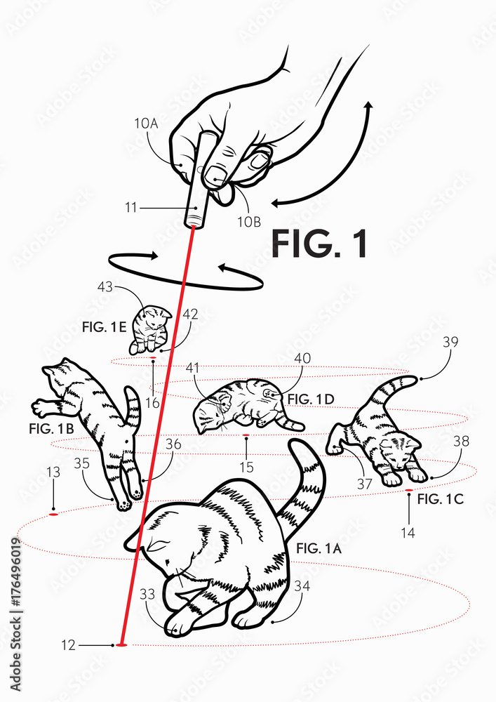 infographic of how to play with cat using a laser pointer Stock