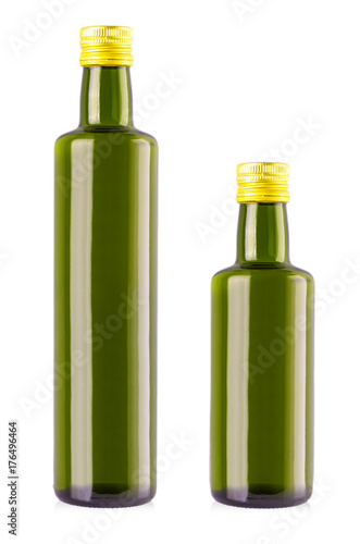 Olive oil bottles on white. clipping path