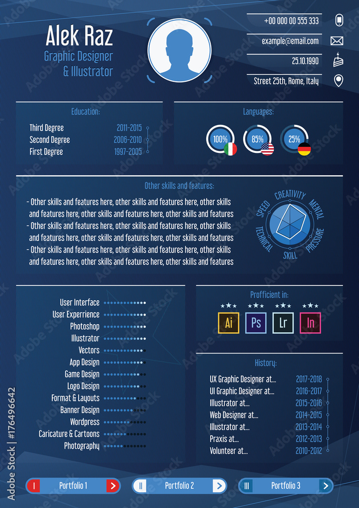 Creative Modern Resume / Cv Vector Design Illustration, Editable Stock ...