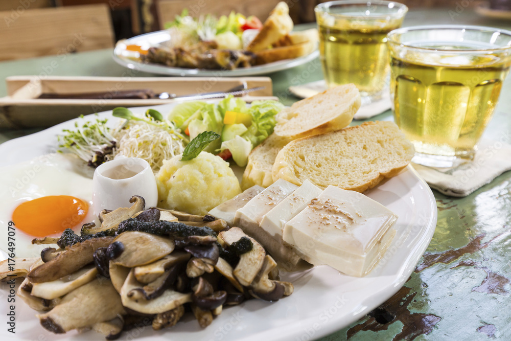 fried egg and alfalfa bud