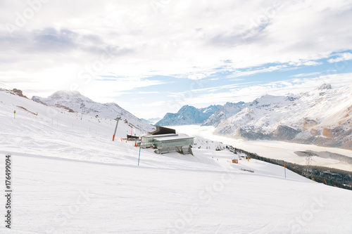 Skianlage,Mittelstation in St.Moritz 