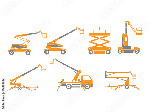 Lifting machine icons set. Vector. Illustration