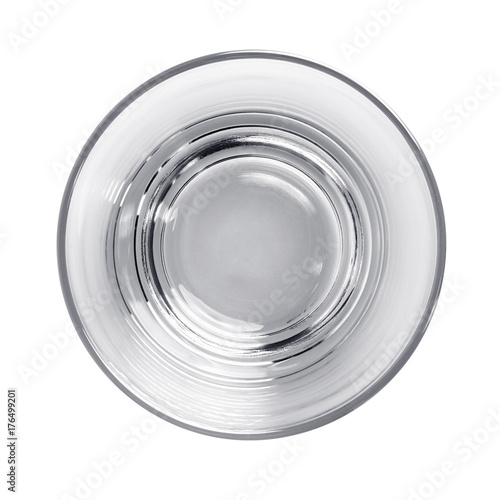 Empty water glass top view with clipping path