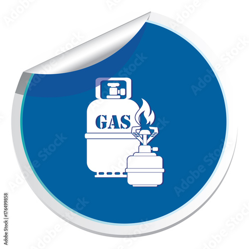 Camping stove with gas bottle icon vector