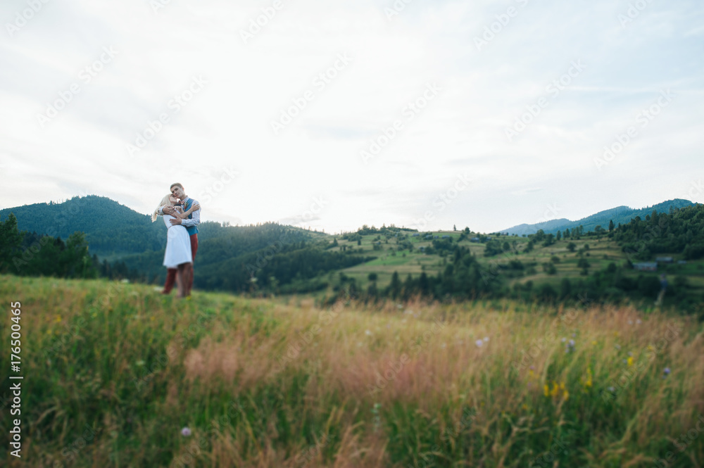 happy couple outdoors