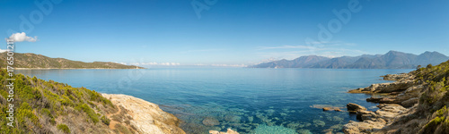 Panoramic view of coastline of Desert des Agriates in Corsica