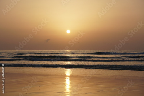 Magical ocean. Sunrise over the Atlantic. Morning.
