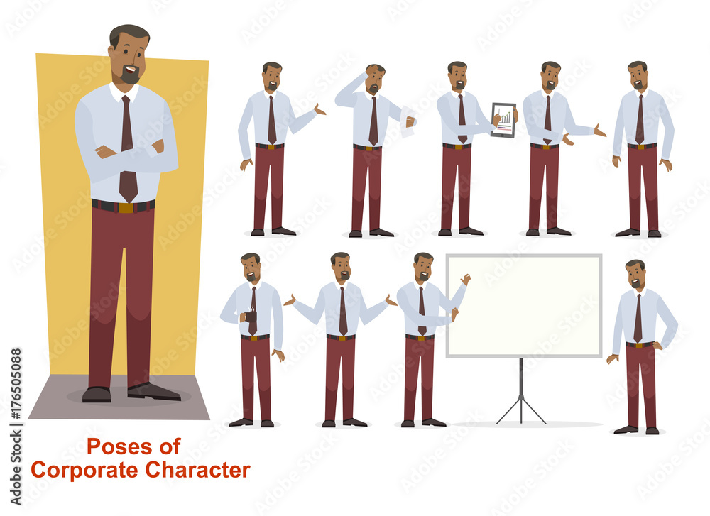 Corporate Character_in shirt_Red trouser_Afro-American Corporate Character_in shirt_Red trouser_Afro-American