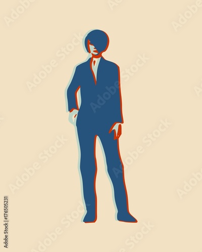 Posing business woman wearing the suit. Abstract silhouette