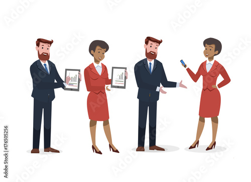 business woman and man in office vector illustration design