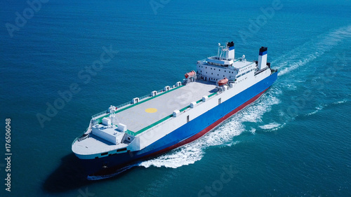 Large RoRo (Roll on/off) vessel cruising the Mediterranean sea © STOCKSTUDIO
