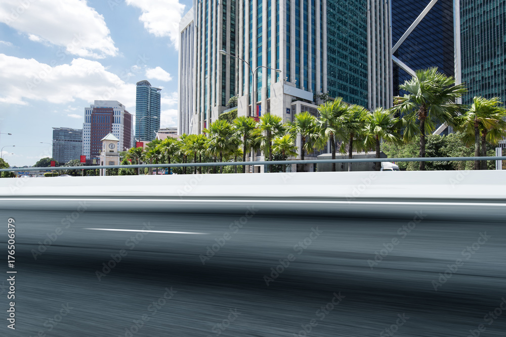 Fototapeta premium empty asphalt road with modern buildings