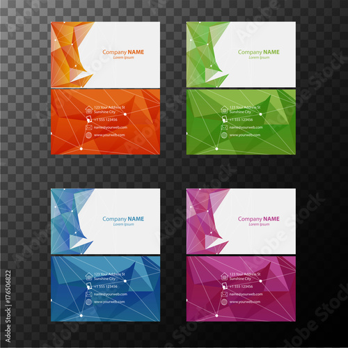 Four businesscard templates with front and back views