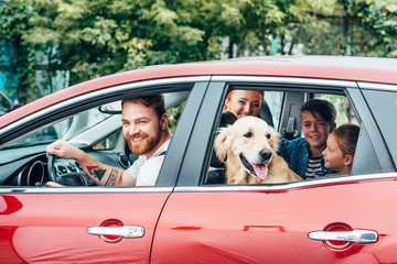 family travelling by car