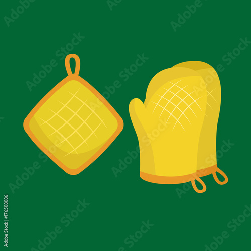 kitchen glove isolated hot holder vector illustration, cooking and bakery hands protection