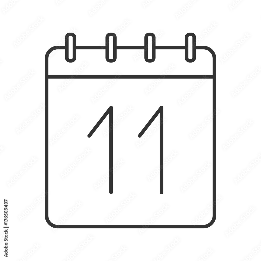 Eleventh day of month linear icon Eleventh day of month linear icon