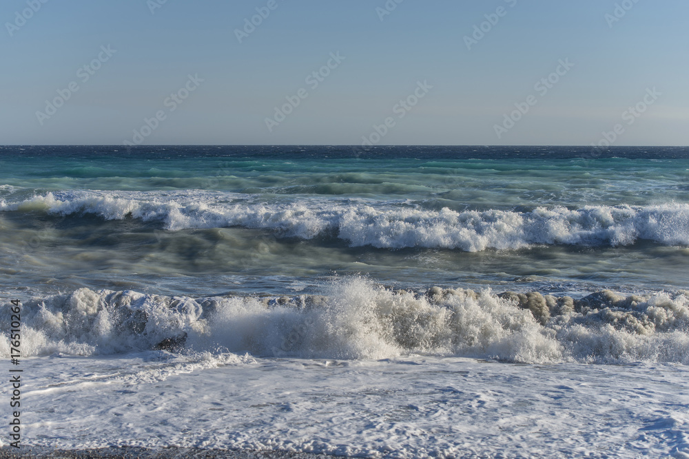 Italy, Liguria:waves in windy days.
