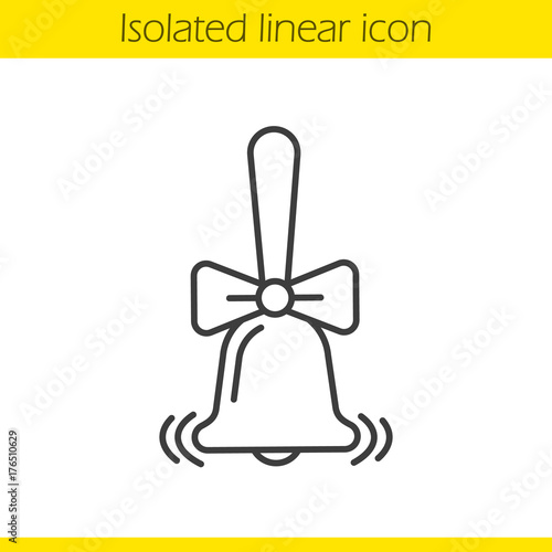 Ringing school bell with bow linear icon