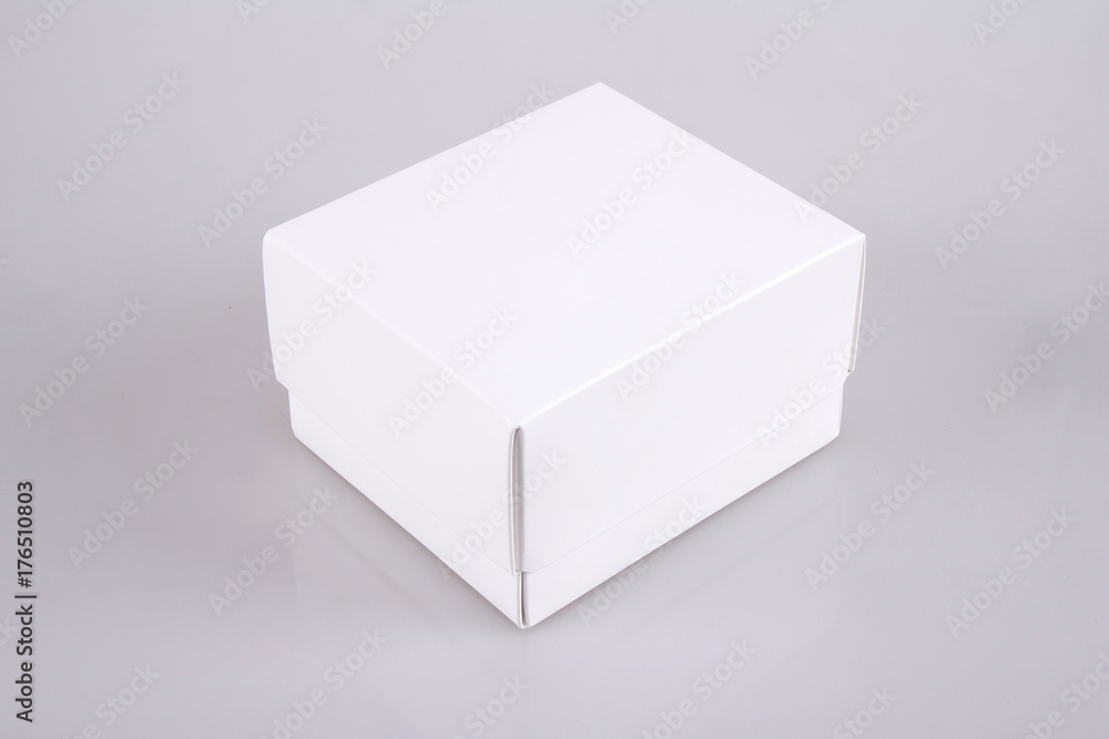 White paper box on gray background White paper box on gray background