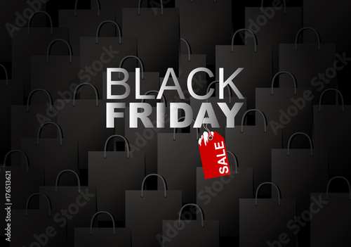 Vector black friday sale on shopping bag background