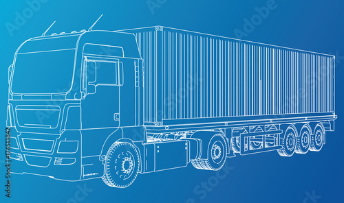 Vector truck. Abstract drawing. Wire-frame. EPS10 format. Vector created of 3d