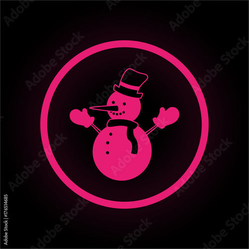 Neon Button rund - Schneemann