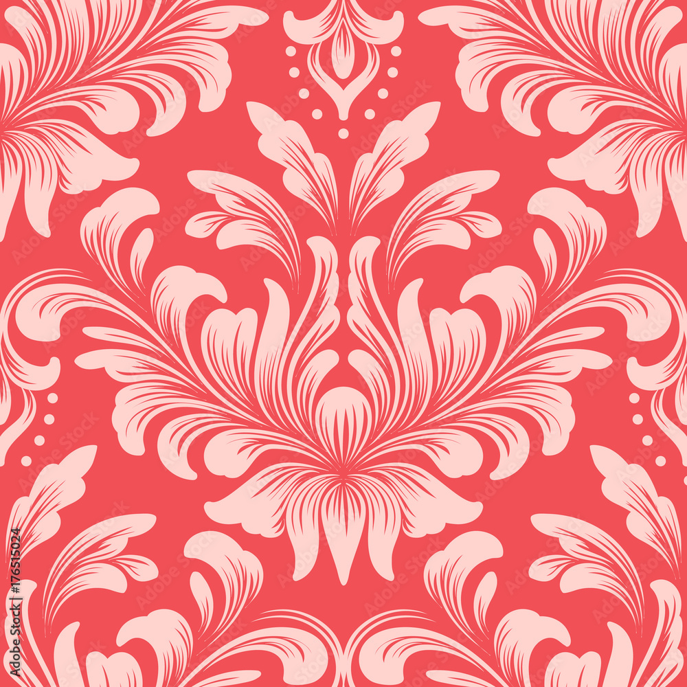 Vector damask seamless pattern element. Classical luxury old fashioned damask ornament, royal victorian seamless texture for wallpapers, textile, wrapping. Exquisite floral baroque template.