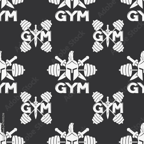 Gray background with sign of gym.