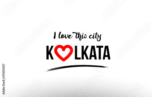 kolkata city name love heart visit tourism logo icon design
