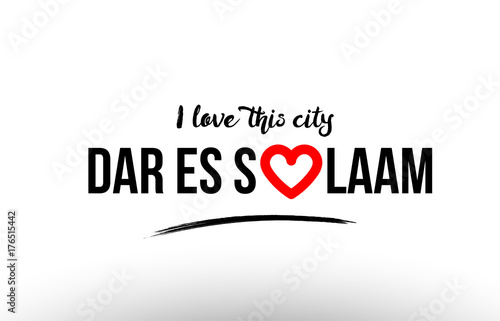dar es salaam city name love heart visit tourism logo icon design